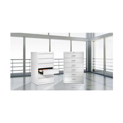 Karteischrank, BxTxH 552x600x1350 mm, zweibahnig, 6 Schubladen, Selbsteinzug, Griffleiste,  lichtgrau