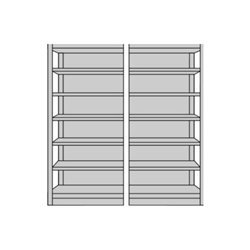 Büroregal AF m.Rückwand L960xH2250xT300 mm 7Böden