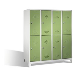 C+P Doppelstockspind Classic auf Füßen 8 Fächer Front Resedagrün Korpus Lichtgrau