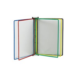 Wandhalter 5 Sichttafeln farbig sortiert m.Drahtrahmen,ku.-ummantelt f.DIN A4