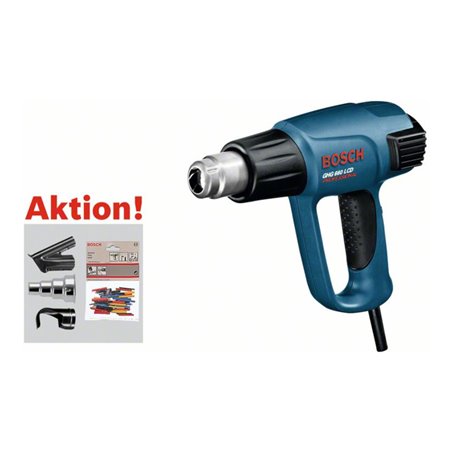 Bosch Heißluftgebläse GHG 660 LCD mit Zubehör-Set