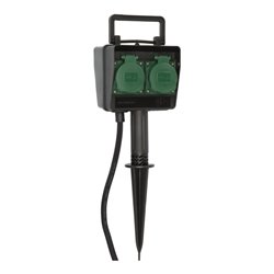 Gartensteckdose mit Erdspieß IP44 4-fach 10m H07RN-F 3G1,5