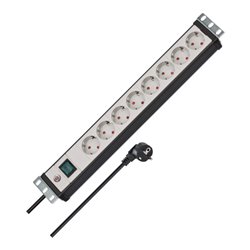 Premium-Line 19' Steckdosenleiste für Schaltschränke 8-fach schwarz/lichtgrau 3m H05VV-F 3G1,5 19'-Format