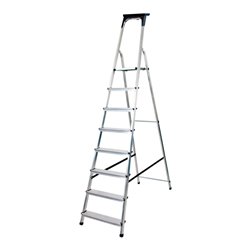 Haushaltsleiter Aluminium mit Arbeitsschale 8 Stufen Plattformhöhe 1,62m