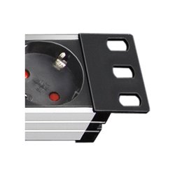 Alu-Line 19' Steckdosenleiste für Schaltschränke 9-fach schwarz/silber 2m H05VV-F 3G1,5 ohne Schalter