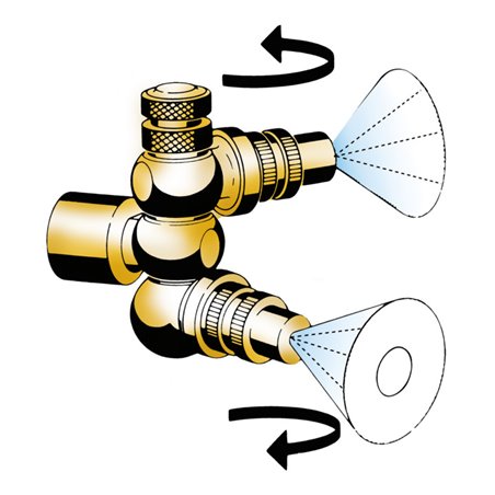 MESTO Doppelte Schwenkdüse, mit 2 Hohlkegeldüsen 1,1mm-Bohrung