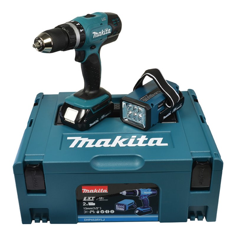 Makita Akku-Schlagbohrschrauber 18V inkl. Akku-Lampe DHP453RYLJ