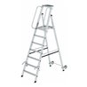 MUNK Aluminium-Stufenstehleiter einseitig begehbar mit Rollen und Griff