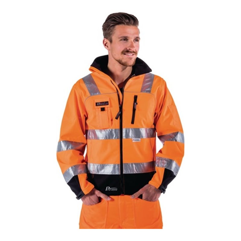 Warnschutz Softshelljacke Gr.XXL, EN20471 Kl.III, orange/schwarz