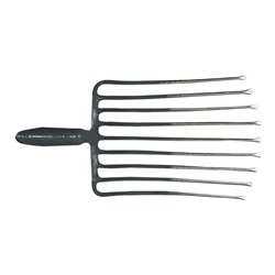 Steingabel 9,Zinken-L.330mm m.Federdülle,o.Stiel Stahl,rot-silber lack.KRUMPHOLZ