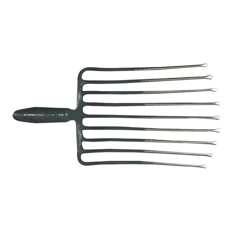 Steingabel 9,Zinken-L.330mm m.Federdülle,o.Stiel Stahl,rot-silber lack.KRUMPHOLZ