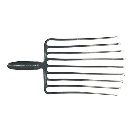 Steingabel 9,Zinken-L.330mm m.Federdülle,o.Stiel Stahl,rot-silber lack.KRUMPHOLZ