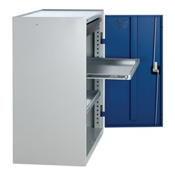 Werkzeug-/Beistellschrank H1000xB1000xT500mm 1Schubl.2BD grau/blau STUMPF