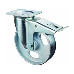 Lenkrolle mit Totalfeststeller, Rollenlager, Platte, 150, schwarz 