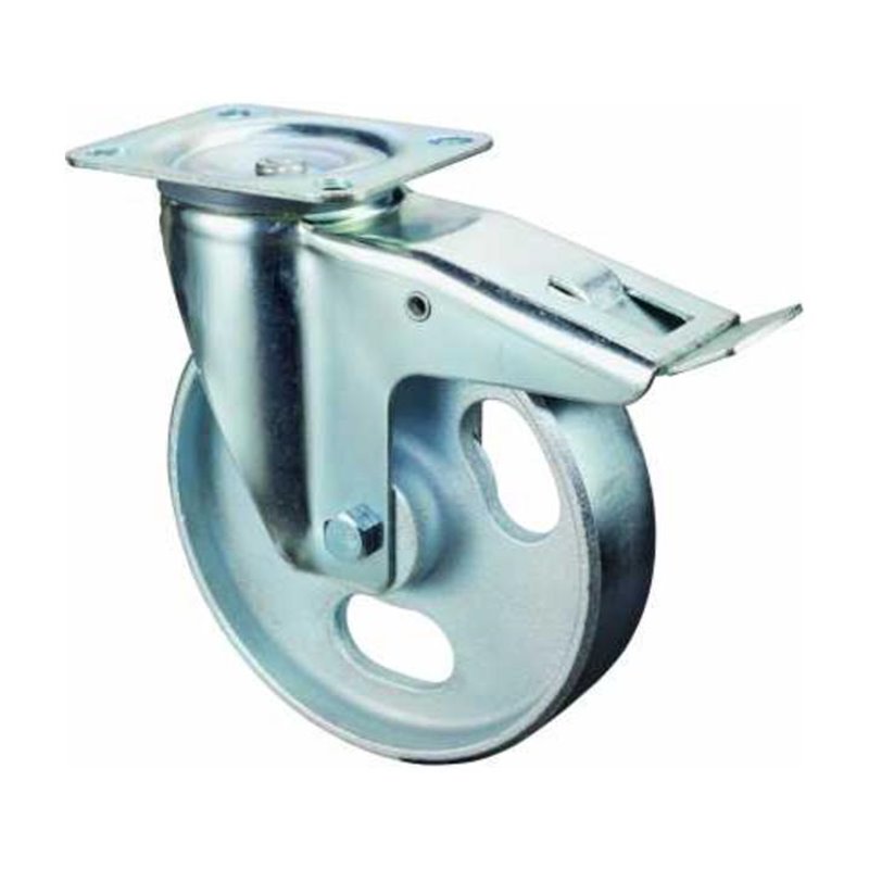 Lenkrolle mit Totalfeststeller, Rollenlager, Platte, 150, schwarz 