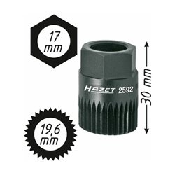 HAZET Keil(rippen)riemenscheibe-Adapter 2592 Außen-Sechskant 17 mm Vielzahn Profil 19.6