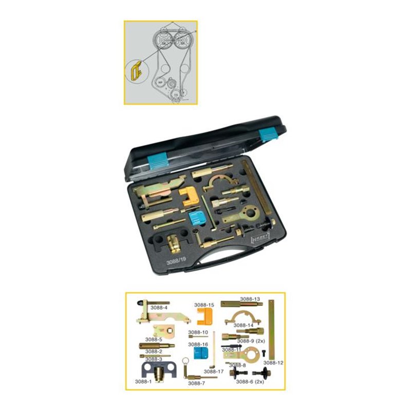 HAZET Motoreinstell-Werkzeug OPEL / VAUXHALL 3088/19 19-teilig