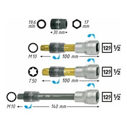 HAZET Keil(rippen)riemenscheibe-Werkzeug 4641/4 Vierkant hohl 12,5 mm (1/2 Zoll) Innen Vielzahn Profil XZN, Innen TORX Profil An