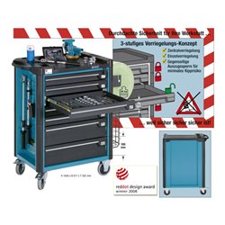 HAZET Werkstattwagen Assistent 179-7-RAL3020 Schubladen flach: 5 x 80 x 527 x 398 mm Schubladen hoch: 2 x 165 x 527 x 398 mm