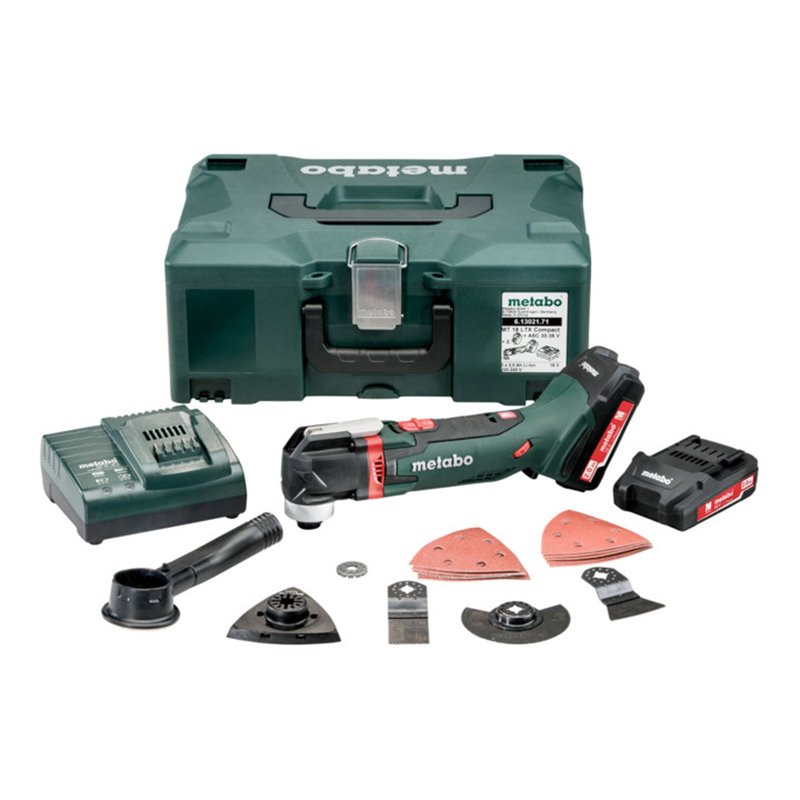 Metabo Akku-Multitool MT 18 LTX Compact MetaLoc + 2 x 18 V / 2 Ah Li-Ion + ASC 30-36 V