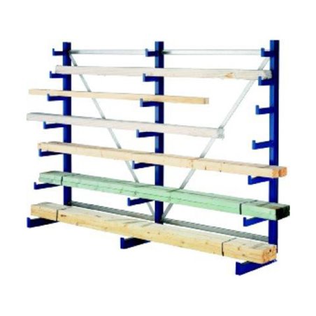 Meta Langgutregal System ATLAS ST einseitig 4 Ständer Enzianblau 2000 x 500 x 4050mm + 500 mm bis 150 mm