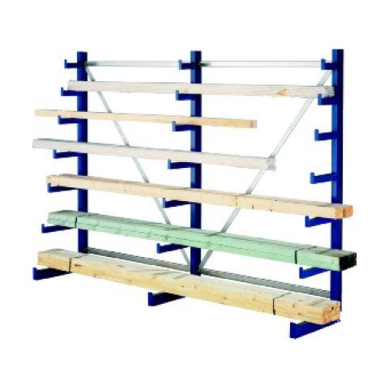 Meta Langgutregal System ATLAS ST doppelseitig 4 Ständer Enzianblau 2000 x 500 x 4050 mm 2 x 500 mm bis 150 mm