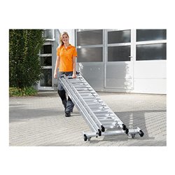 Günzburger Aluminium-Mehrzweckleiter 3-teilig rollbar-Traverse 3 x 11 Sprossen