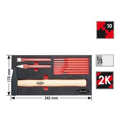VIGOR Hammer-, Meißel- und Durchtreiber-Satz  V3383 ∙ Vierkant hohl 12,5 mm (1/2 Zoll) ∙ Anzahl Werkzeuge: 10