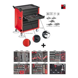 VIGOR Werkstattwagen mit Sortiment  V3387 ∙ Höhe x Breite x Tiefe: H 913 x B 778 x T 496 mm ∙ Anzahl Werkzeuge: 293