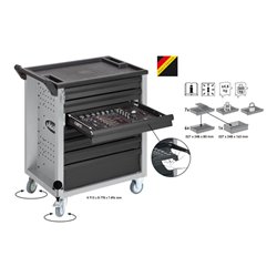 VIGOR Werkstattwagen, grau mit Satz  V1582 ∙ Höhe x Breite x Tiefe: H 913 x B 778 x T 496 mm ∙ Anzahl Werkzeuge: 206