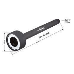 VIGOR Spurstangengelenk-Werkzeug, 35 - 45 mm V2683 Vierkant hohl 12,5 mm (1/2 Zoll) 27 mm Gesamtlänge: 400 mm