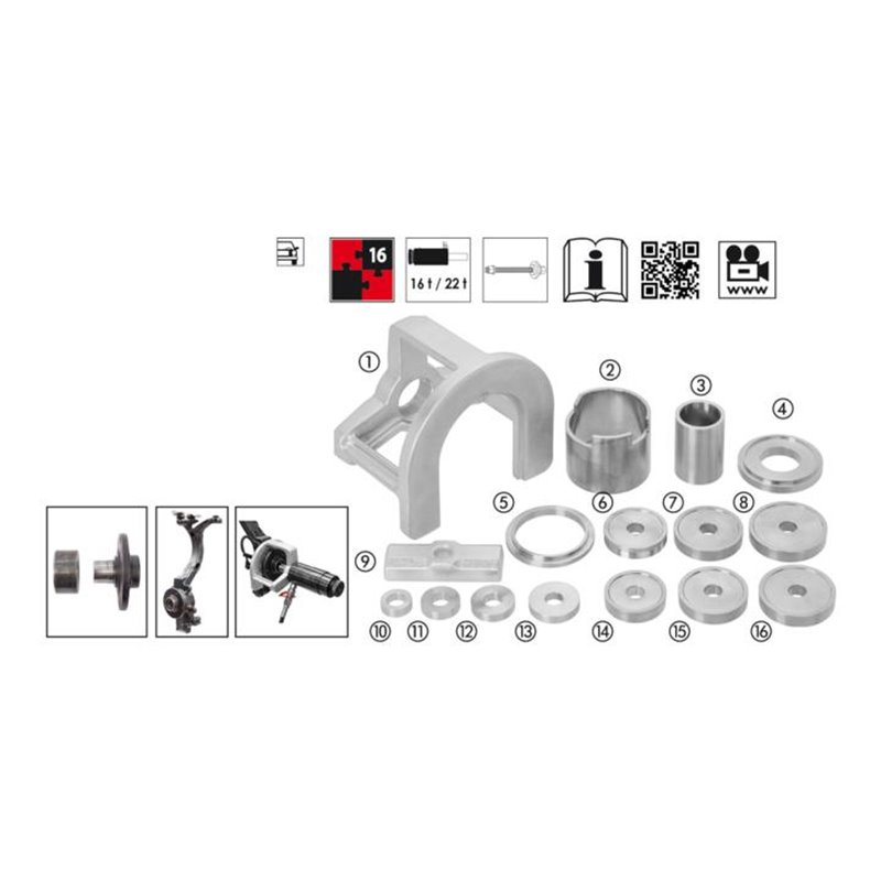VIGOR Radlager-, Antriebsachsen- und Radnaben-Satz  V2844 ∙ Anzahl Werkzeuge: 16