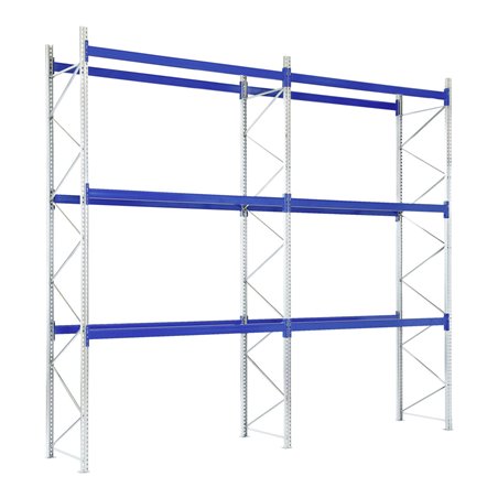 Bito Paletten-Komplettregal-Set P2 mit 3 Ebenen 600 kg, unmontiert enzianblau 1100 mm 1800 kg