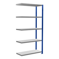 Schulte Anbauregal Steckregal MULTIplus330, 5 Fachböden, Kreuzstrebe, RAL 5010 enzianblau/verzinkt