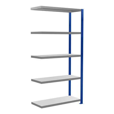Schulte Anbauregal Steckregal MULTIplus330, 5 Fachböden, Kreuzstrebe, RAL 5010 enzianblau/verzinkt