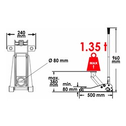 VIGOR Hydraulik Alu-Rangier-Wagenheber 1,35 t V2481